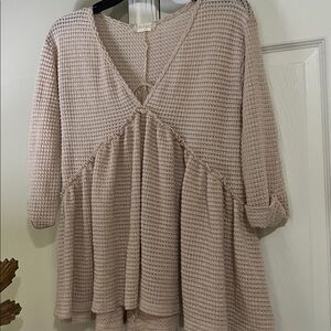 Altard state beigeWaffle Knit Button-Back top